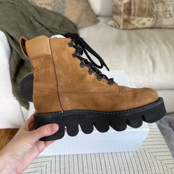 & Other Stories Lace Up Brown Combat Boots - Picture 7 of 14